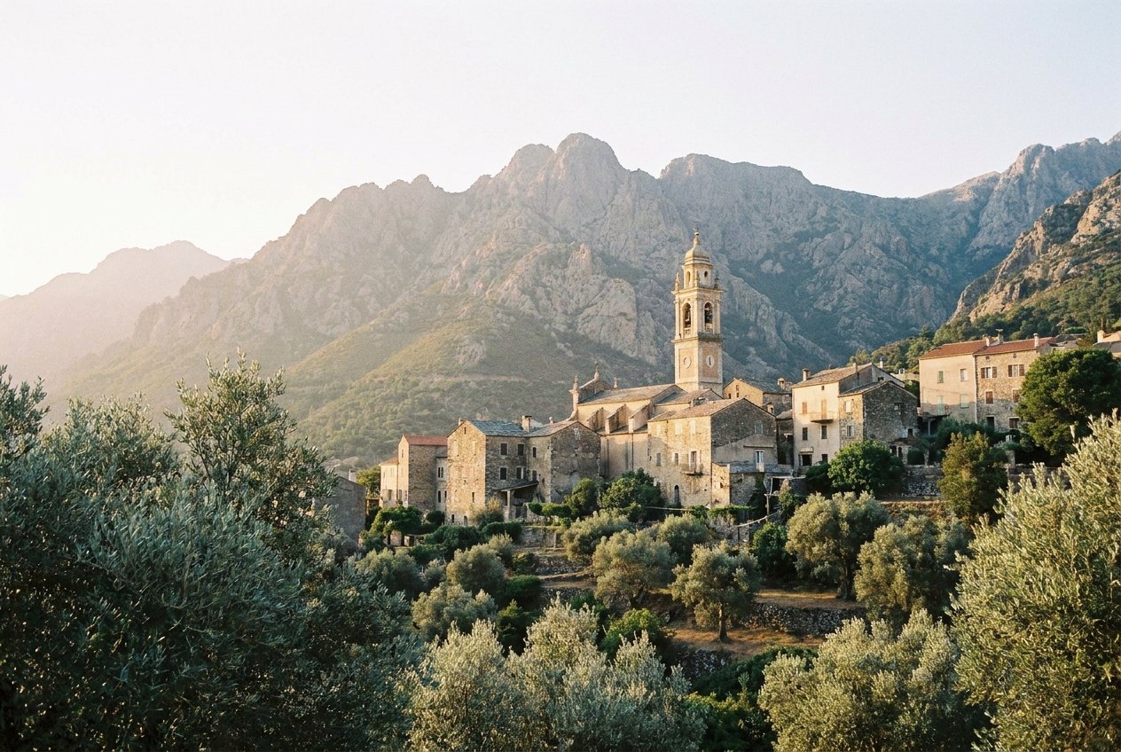 Le village de Calenzana au pied du Monte Grosso
